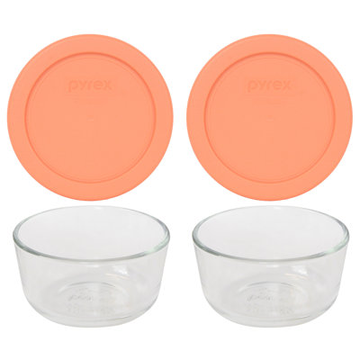 Pyrex (2) bols en verre 1 tasse et 2 (2) couvercles en verre