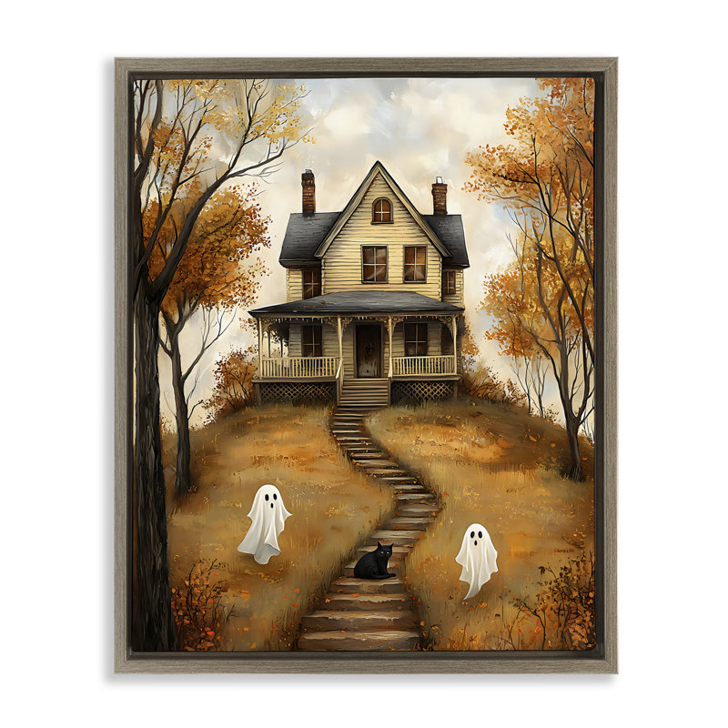 Cadre flottant Cozy Halloween House, design Creative Studio, H 21 po x l 17 po, Cadre flottant orme Montalcino