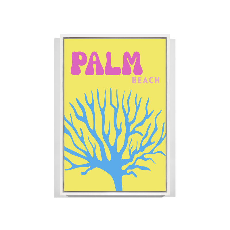 Palm Beach par Yaffa G - imprimé, Cadre flottant blanc, H 41 po x l 27 po