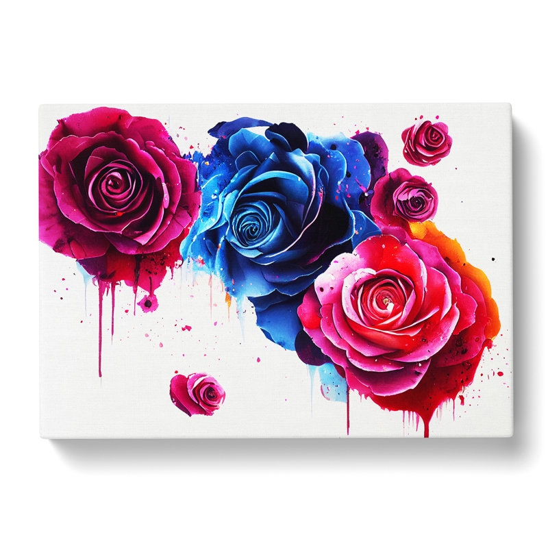 Cheerful Rose Flowers - Wrapped Canvas Print, 35cm H x 50cm W x 3cm D