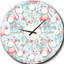 Horloge murale style tropical Mid-Century Tropical Botanicals, Flowers and Flamingo III-40743731