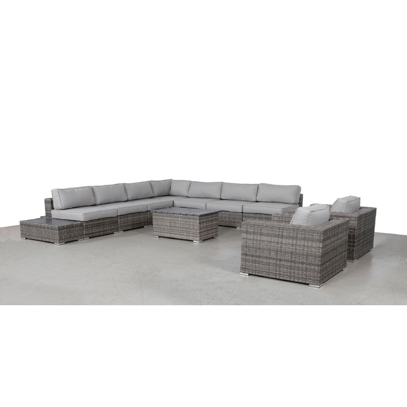 Demarest Wicker Fully Assembled 8 - Person Seating Group with Cushions