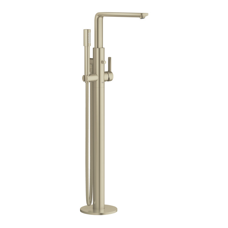 Robinet de baignoire à poignée simple avec douche à main Lineare, Nickel brossé