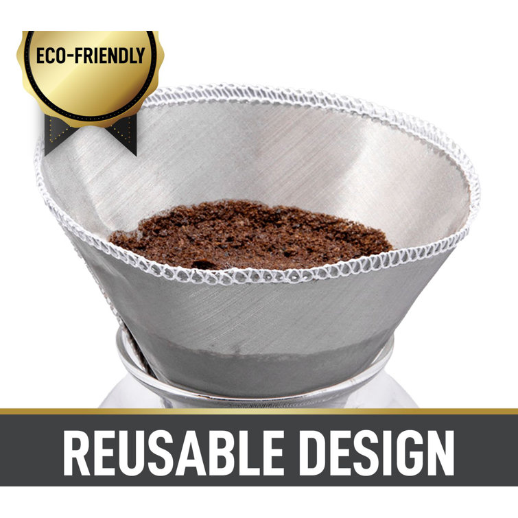 Zulay Kicthen Reusable Pour Over Coffee Filter - Flexible Stainless Steel Mesh