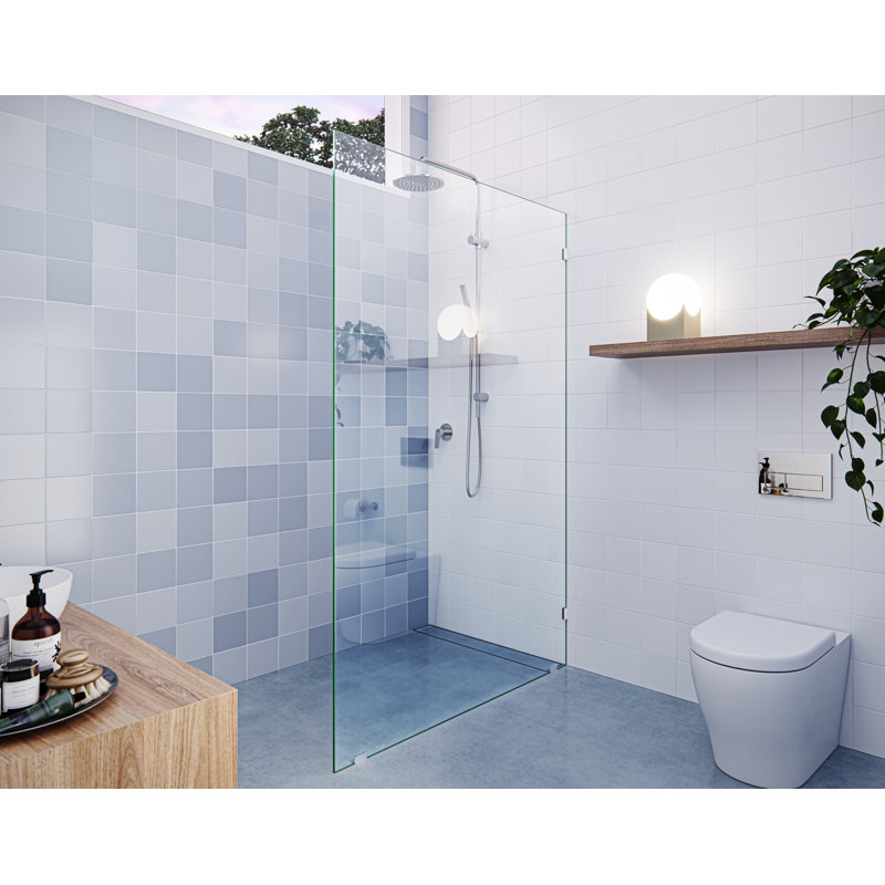 Vela 47 in. x 78 in. Fully Frameless Single Fixed Shower Panel, Polished Nickel