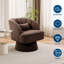 Fauteuil demi-tonneau pivotant en velours côtelé avec dossier rayé, siège d'appoint rond moelleux pour le salon-1331599430-1331599433