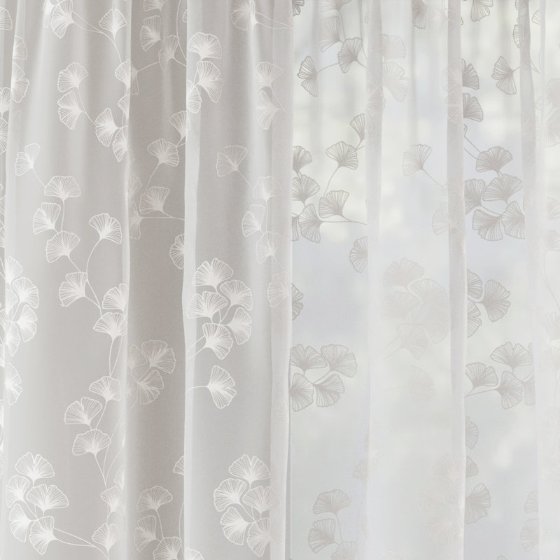 Molesley Sheer Curtain Single Panel, White, 56 W x 91 D cm