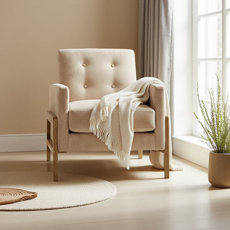 Fauteuil d'appoint capitonné, Sable