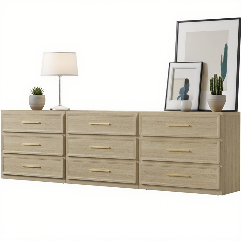 Table de chevet 3 tiroirs Cesiro Accent, Ensemble de 3, Naturel