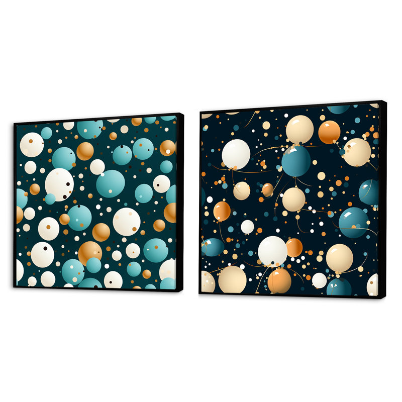 Classic Elegance - Ensemble de 2 collages carrés à motif abstrait, Cadre flottant noir, H 16 po x l 33 po
