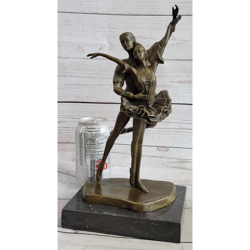 Bronze Ballet Dancers Sculpture on Black Marble Base