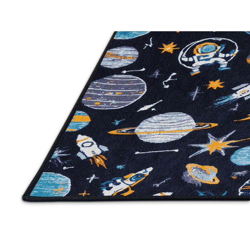 Machine Washable Space Gray Area Rug