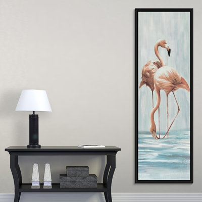 « flamant rose vii », peinture sur toile