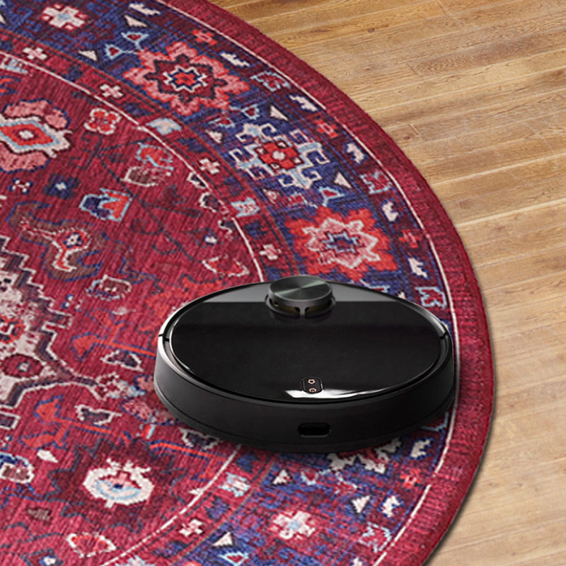 Vintage Look Cotton and Chenille Flatweave Area Rug, 160 cm round