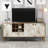 Modern Console Table, White Marble & Walnut, 70.9 x 31.9 x 13.8 inches | 100% Melamine Coated Particle Board, Thickness: 0.7 inches | Sleek Design with Plastic Handles & Legs, Multiple Shelves for Extra Storage-1839158561