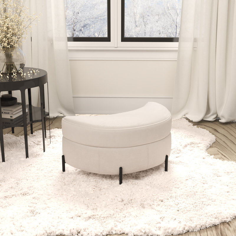 Chenille Storage Ottoman, Beige
