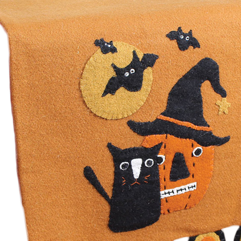The Holiday Aisle® Cats, Bats, Pumpkin…Oh My Felt Table Runner Table Runner