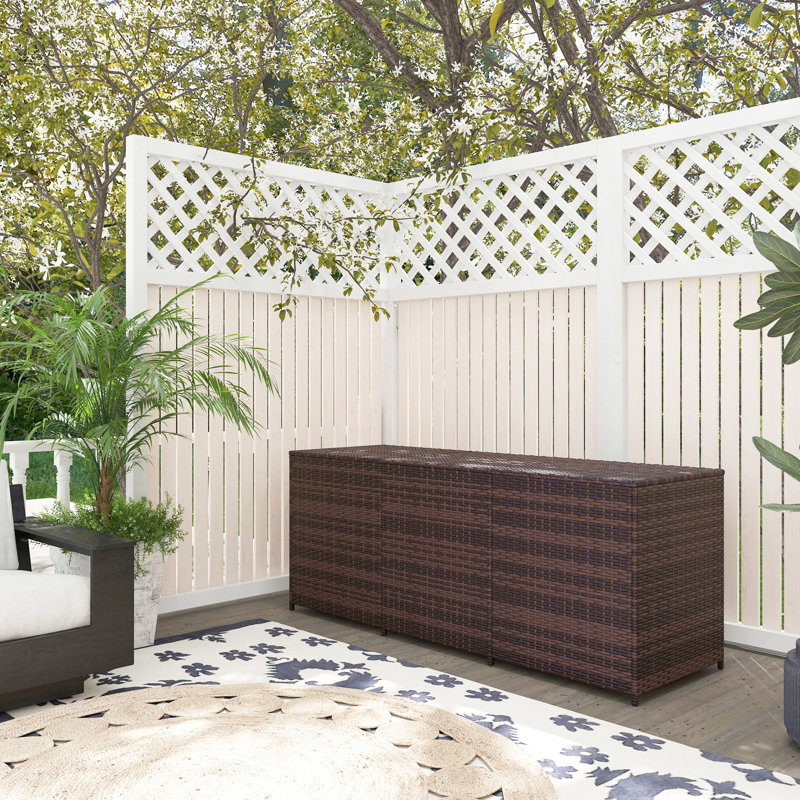 Boîte de rangement d'extérieur 175 gallons - PE avec doublure intérieure pour outils de jardin brun