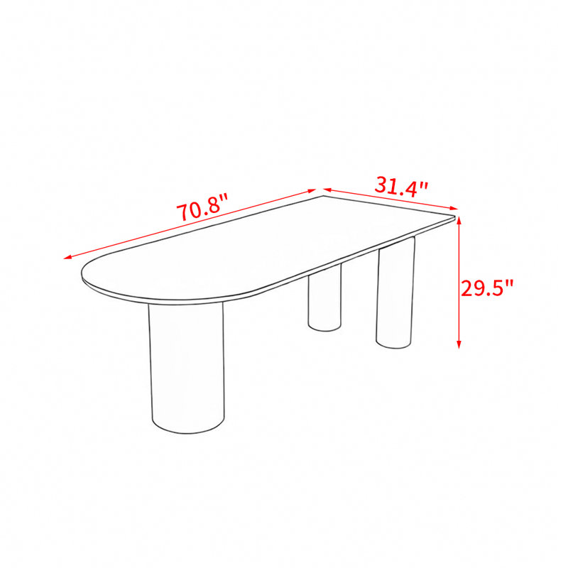 Table de salle à manger Vasthi, H 29,5 po x L 70,8 po x l 31,4 po