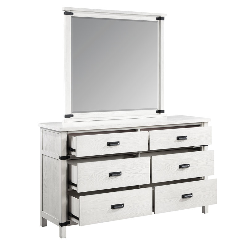 Miroir de chambre à coucher en blanc antique - Conception moderne pour un espace fonctionnel