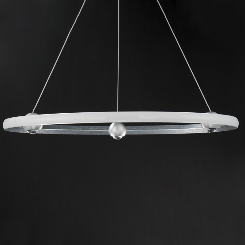Luminaire suspendu 1 lumière, Aluminium brossé, H 2,75 po x l 32 po x P 32 po
