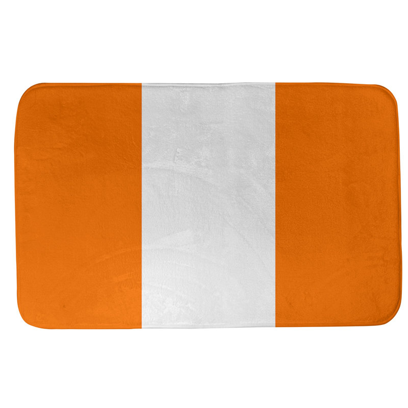 Memory Foam Non-Slip Bath Rug, Oklahoma , Orange/White Middle, 17" W x 24" L