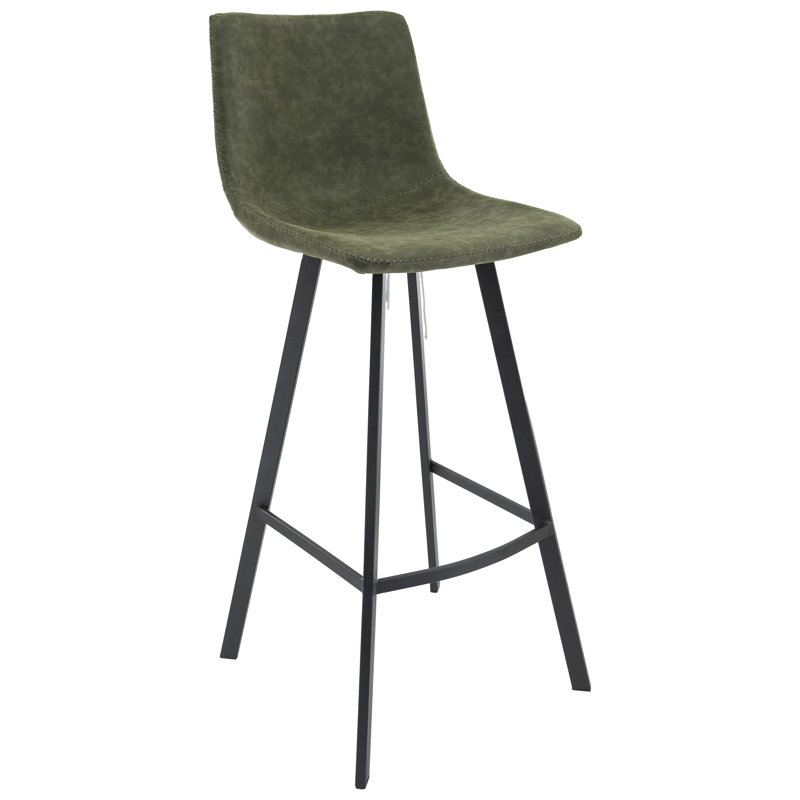 Brookhaven 5-Piece Bar-Height Dining Set With Round MDF Bar Table And Stainless Steel Base, Upholstered Leather Bar Stools With Iron Legs
