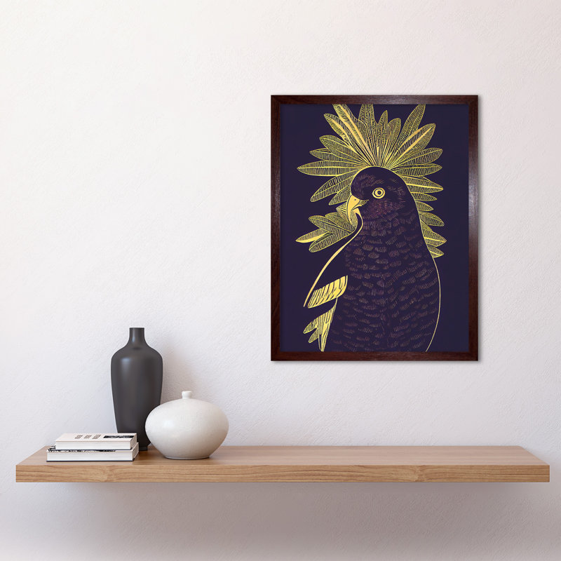 Detailed Stylish Parrot Tropical Plant - Print, Brown Framed Unframed, 43cm H x 33cm W x 2cm D