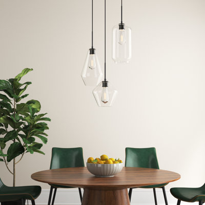 Merrick 3-Light Cluster Geometric and Cylinder Pendant