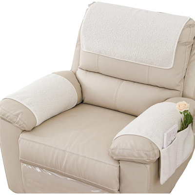 Housses d'accoudoirs pour fauteuils inclinables Housses pour accoudoirs de canapé avec poches pour protecteur de fauteuil inclinable pour canapé, pochette de rangement latérale