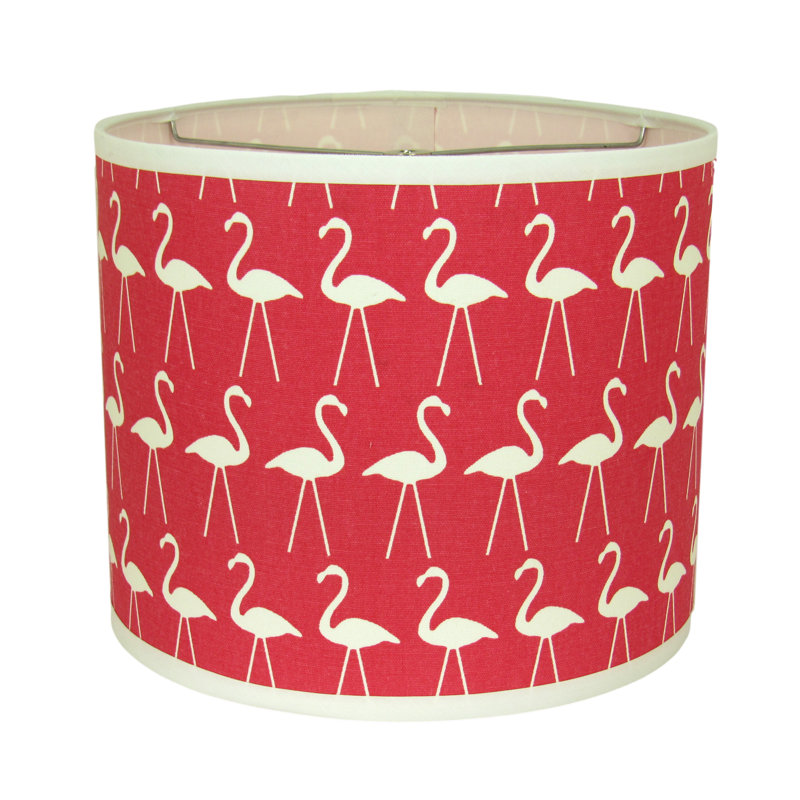 Abat-jour tambour tropical à motif de flamants tropicaux - Décor côtier amusant et vibrant, H 10 po x l 12 po x P 12 po