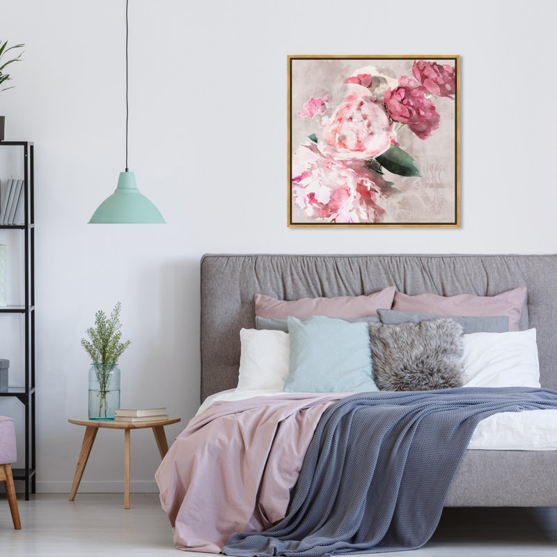 Doux romantique, rose traditionnel - peinture, Toile tendue, H 16 po x l 16 po