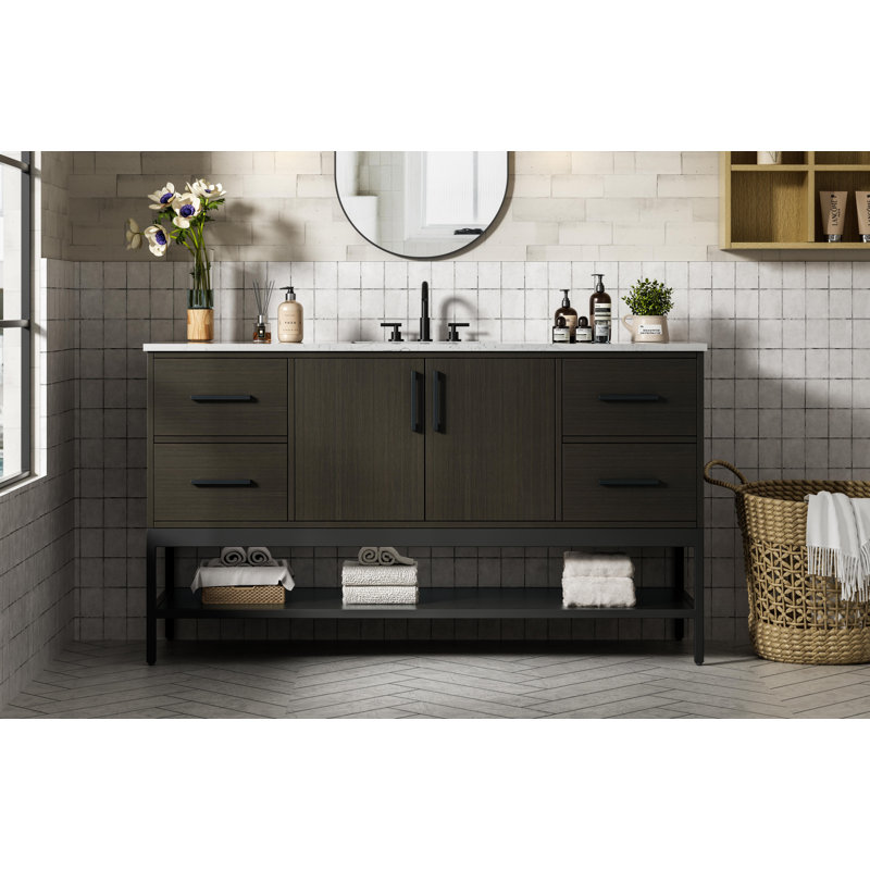 60 inch Single Bathroom Vanity, Mocha Brown