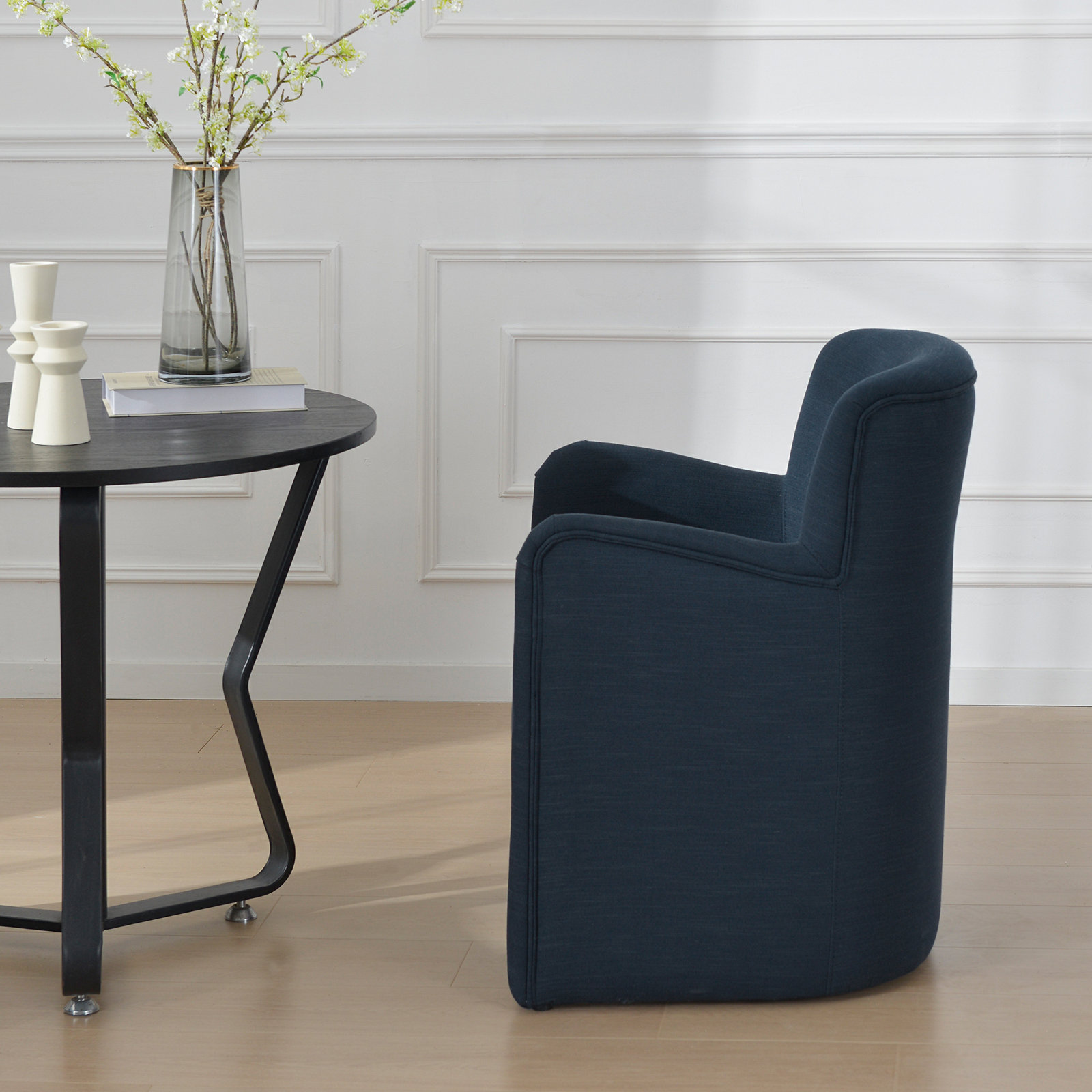 Jaidyn Linen Pine Dining Armchair, Indigo