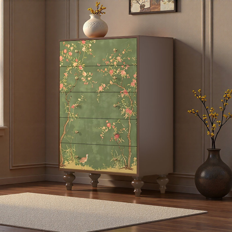 Armoire de rangement 5 tiroirs French Vintage, Noyer