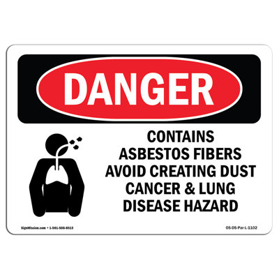 Contains Asbestos Fibers Aluminum Sign 12 x 18