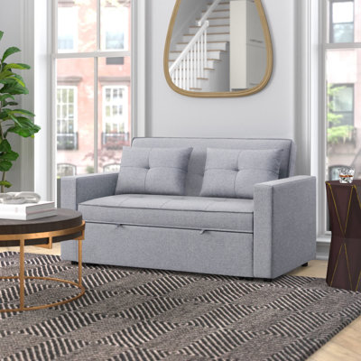 Risner 56"" Linen Square Arm Sleeper Sofa Bed -  Mercury Row®, 2AF0ADD062B649AB9C21FAF906543DF5