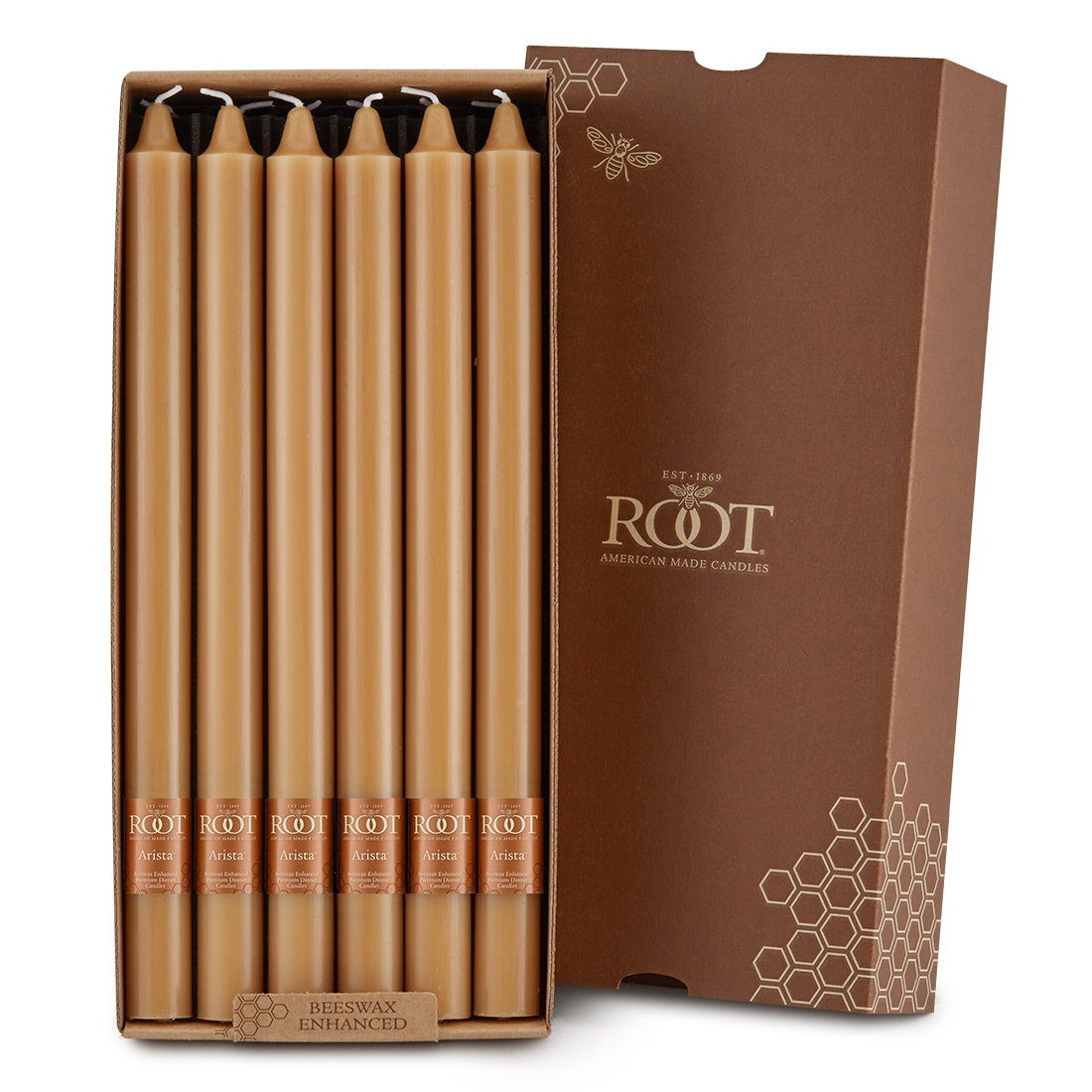 Unscented Taper Candle, 12" H x 0.88" W x 0.88" D, Beeswax