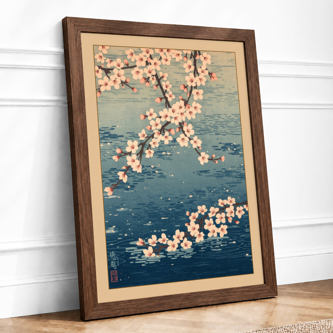 Moonlit Cherry Blossom Japandi - Framed Print