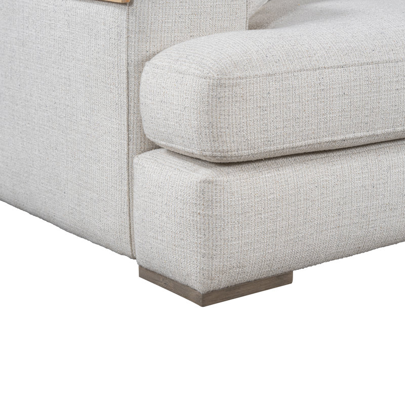 Clyde Polyester Blend Upholstered with Solid Birch Wood Dusted Stone Finish White Cream 100" Sofa