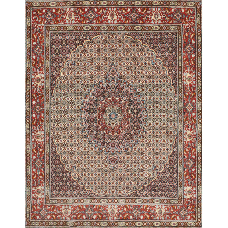 Tapis brun/rouge/gris traditionnel, Rectangle 8 pi x 10 pi