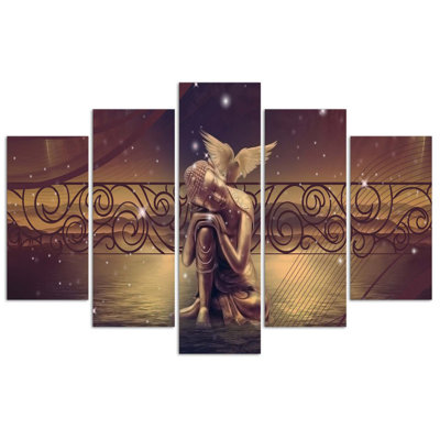 Buddha Brown Feng Shui - 5 Piece No Frame Print on Canvas