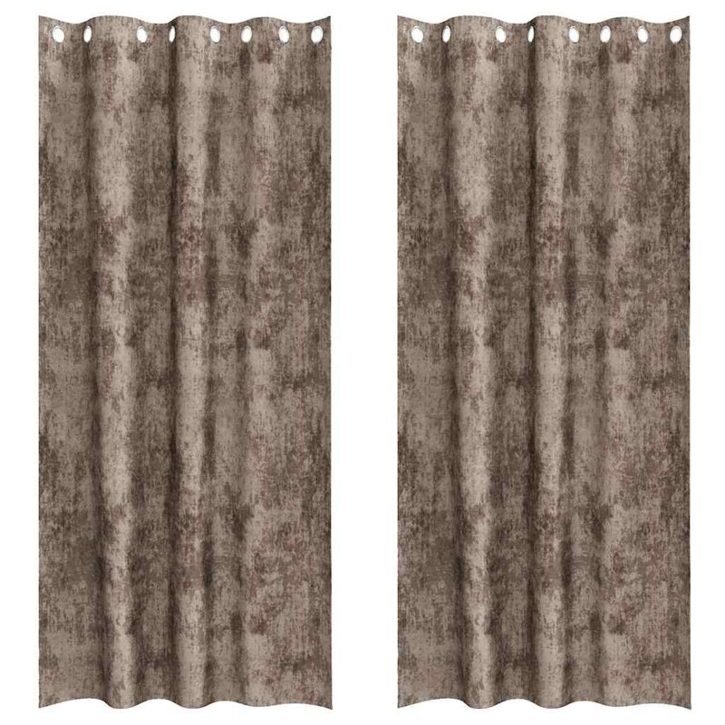 Alithia Velvet Room Darkening Curtain Pair, Cappuccino, 140cm Width x 225cm Drop