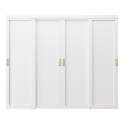  80" Height Sliding Door - 1 Panel Design for Closet Door Hardware kit including, Golden Handles