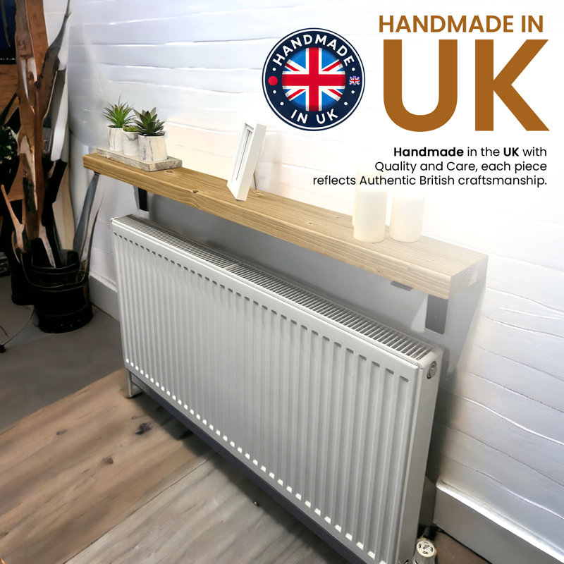 Ryesha Wood Radiator Shelf, 4.5cm H x 80cm W x 14.5cm D, Rustic Pine