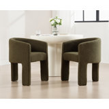 Modern Barrel Dining Chair With Solid Wood Legs, Upholstered Arm Dining Chair, Comfy Side Chair For Living Room/Dining Room