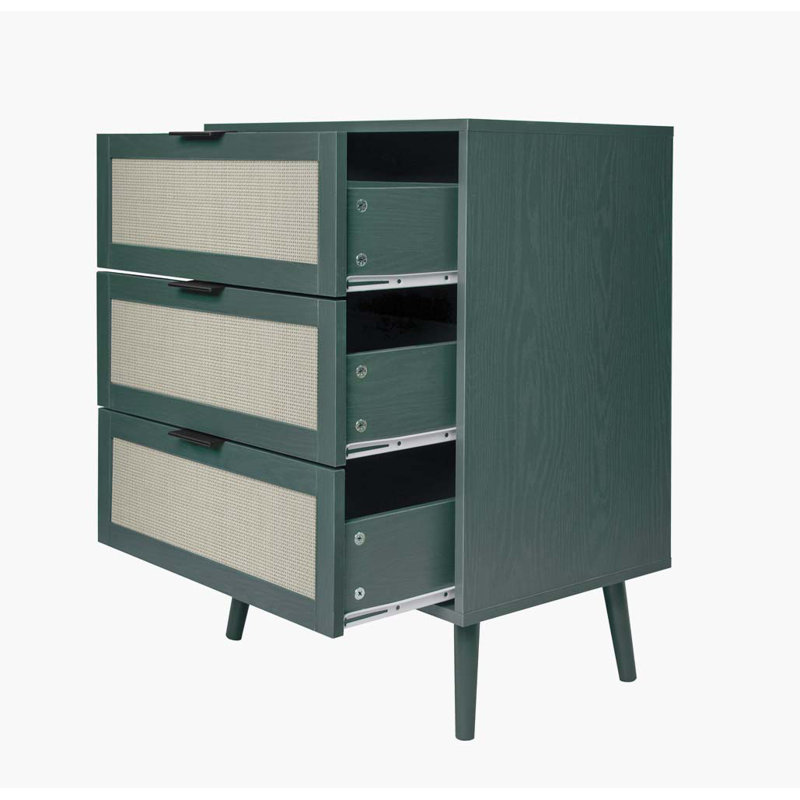 3-Drawer Nightstand, Dark Green
