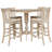 5 Piece Square Top Bar Height Dining Set With Four Matching San Remo Bar Height Slat Back Stools