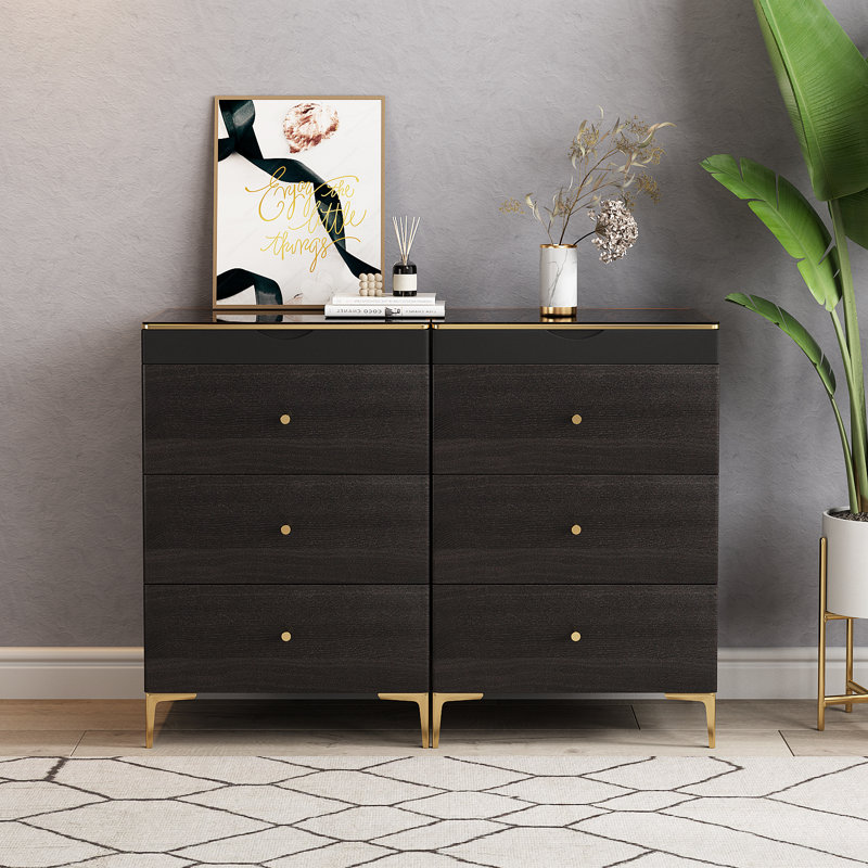 8 Drawer 59.9 cm W Chest Of Drawers , Black