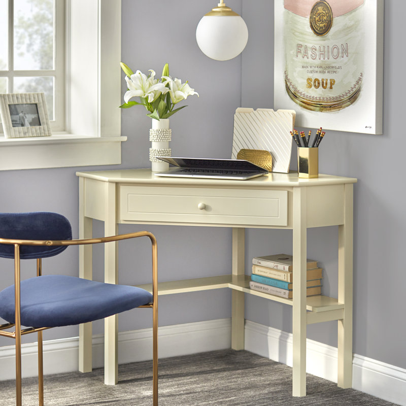 Carfi Solid Wood Writing Desk, Antique White